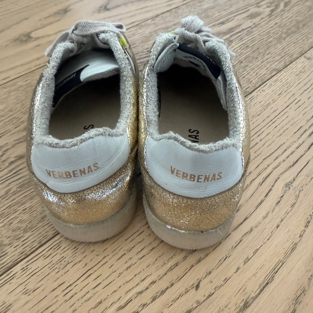 NEW GOLD VERBENAS SUEDE LEATHER SNEAKER 37 Spain European - Picture 3 of 5